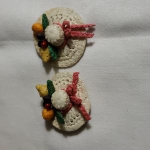 Vintage Crochet Hat Earrings